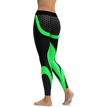 Geometric Honeycomb Digital Printing Pants, Yoga Pants, Sports Pants, High Elastic Bottompants